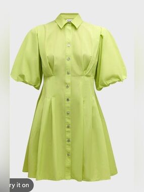 Finley Bright Lime Puff-Sleeve Mini Dress